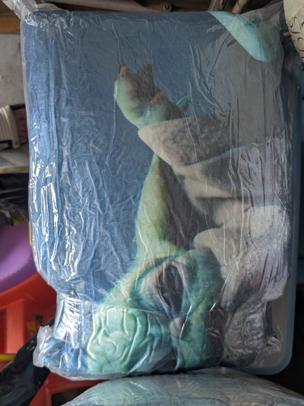 Plush Baby Yoda Area Rug 3x5 in Teal and Blue